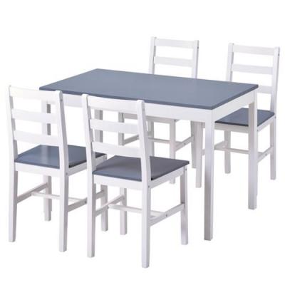 4 - Person Solid Pine Wood 4 Chairs Square Table Dining Set DS21012